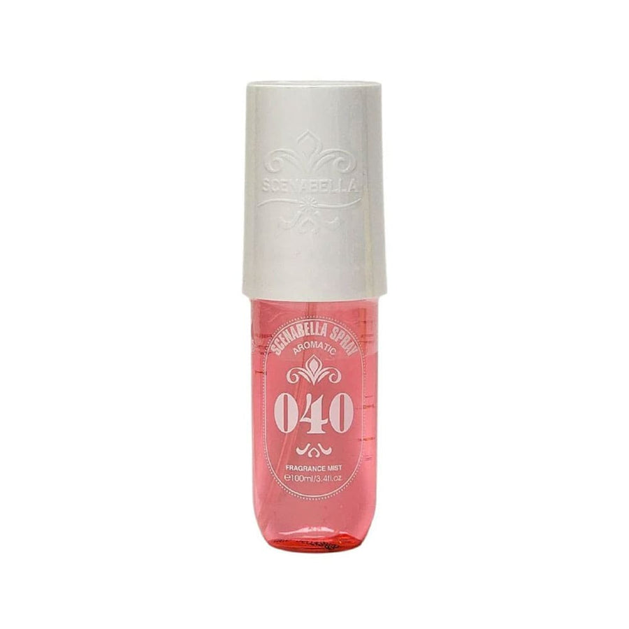 Pink bottle with white cap on a white background