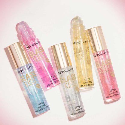Revolution Glass Kiss Roller Ball Lip Oil Fairytale Peach Shimmer 5.5ml