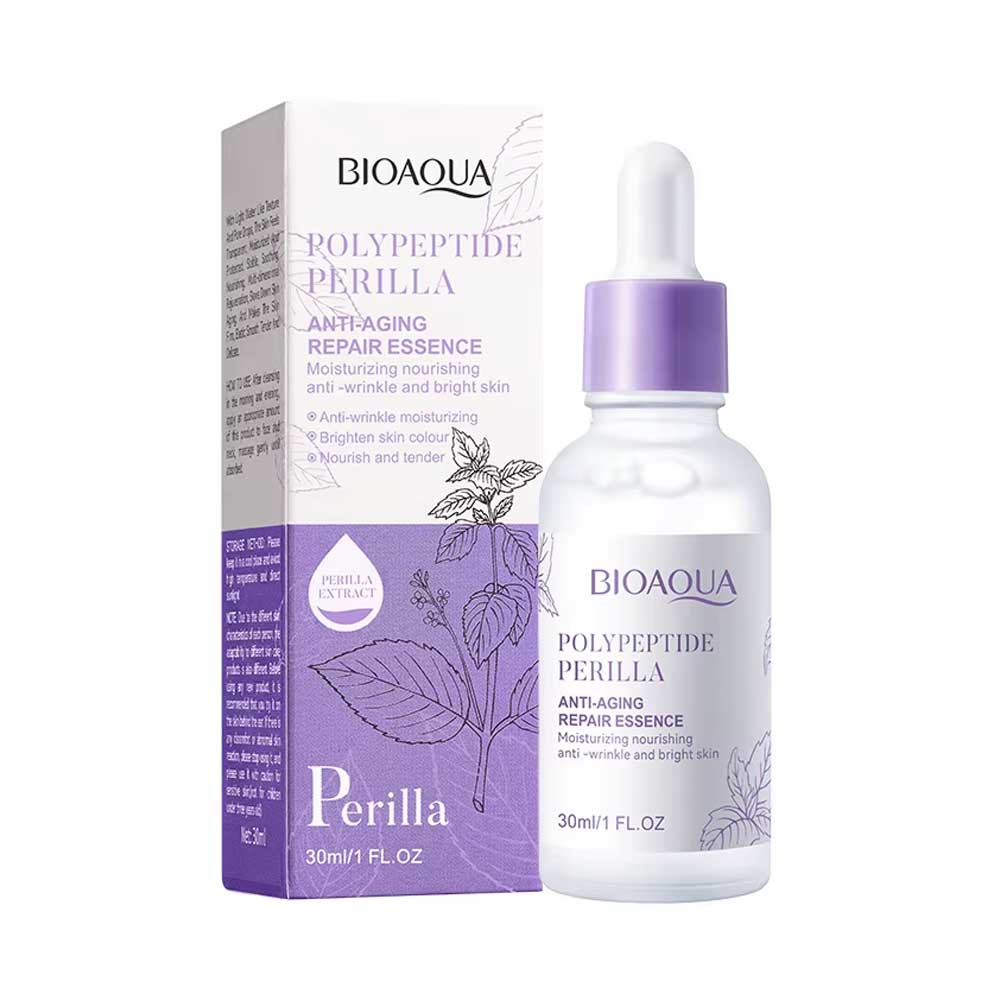 Polypeptide Perilla Anti-Aging Repair Essence shown with its purple and white outer box