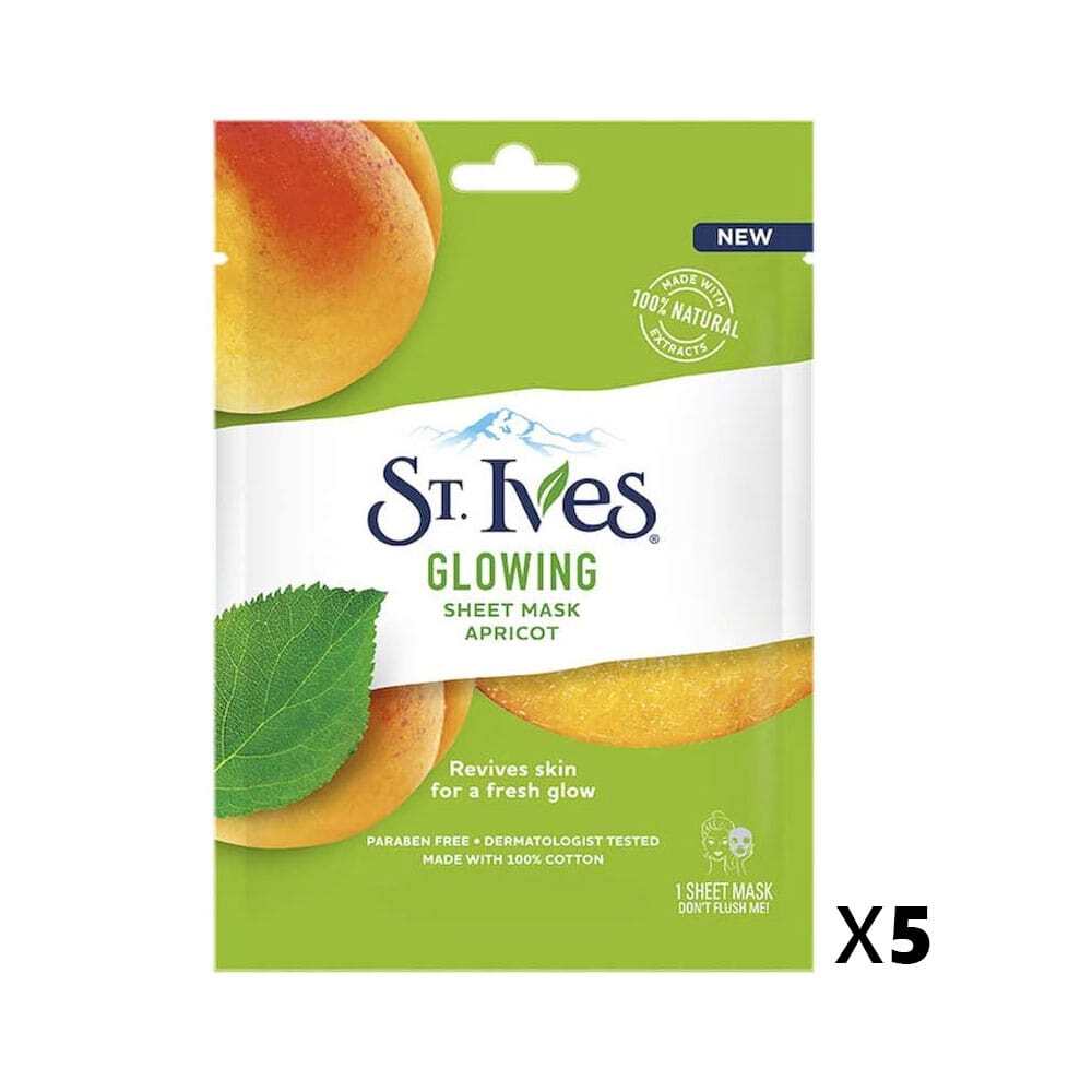 5x St Ives Glowing Sheet Mask Apricot - Short Dated Clearance