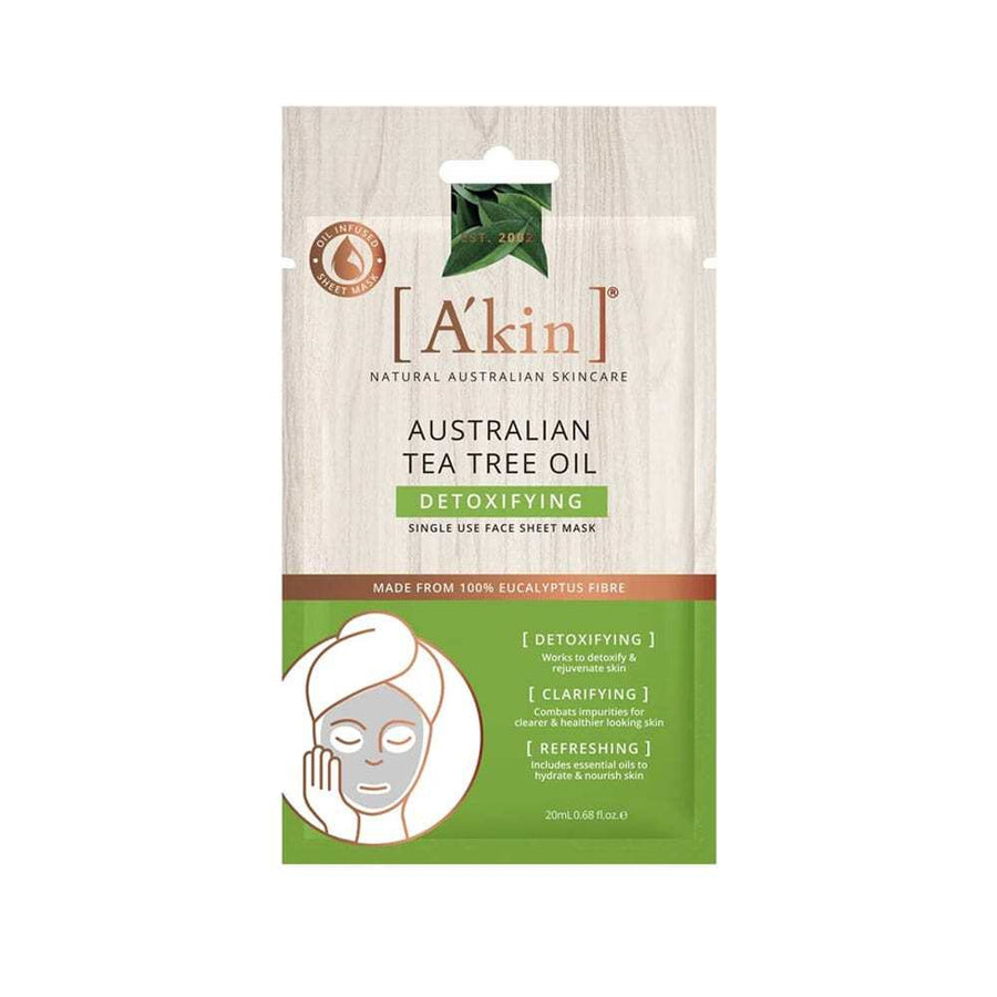 A'Kin Face Sheet Mask Detoxifying Australian Tea Tree Oil 20ml