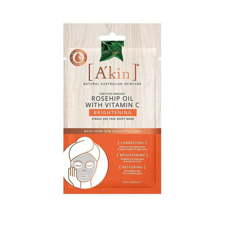 A'Kin Face Sheet Mask Rosehip Oil With Vitamin C Brightening 20ml