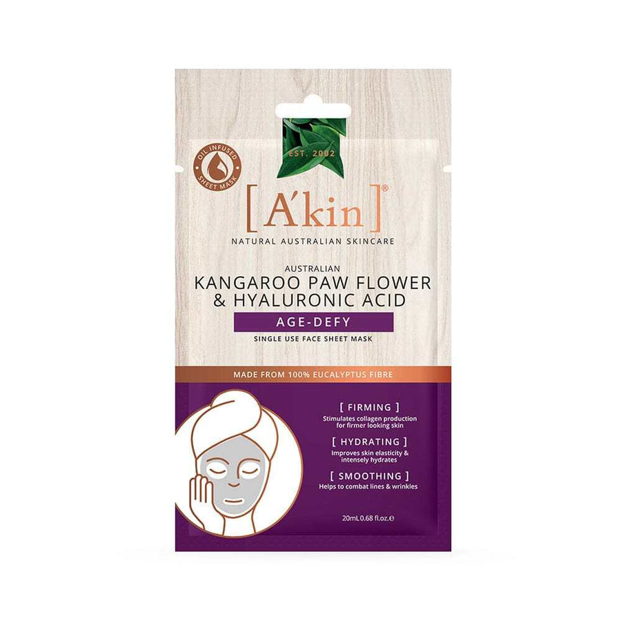 A'Kin Age Defy Face Sheet Mask Kangaroo Paw Flower & Hyaluronic Acid 20ml