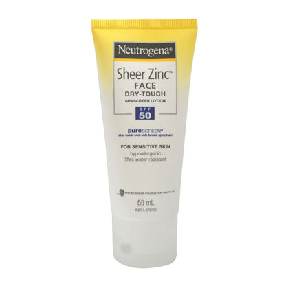Neutrogena Sheer Zinc Face Dry Touch Sunscreen Lotion Spf50 59ml - Clearance
