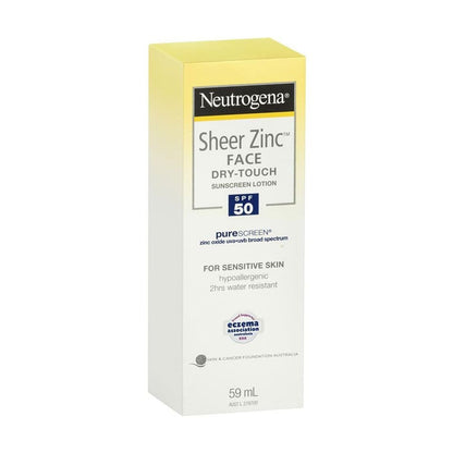 Neutrogena Sheer Zinc Face Dry Touch Sunscreen Lotion Spf50 59ml - Clearance