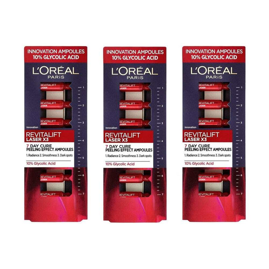 3x L'Oreal Revitalift Laser Renew Ampoules 7 Day Cure Peeling Effect
