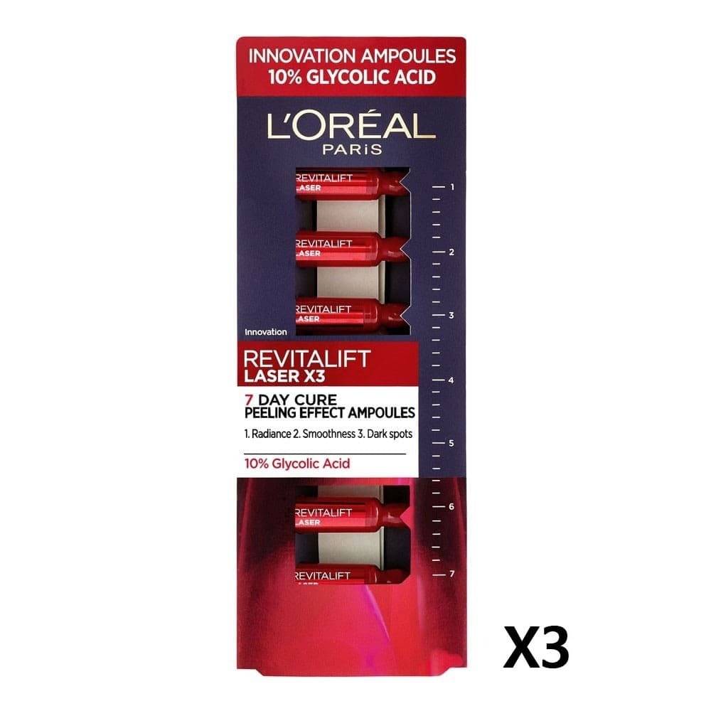 3x L'Oreal Revitalift Laser Renew Ampoules 7 Day Cure Peeling Effect