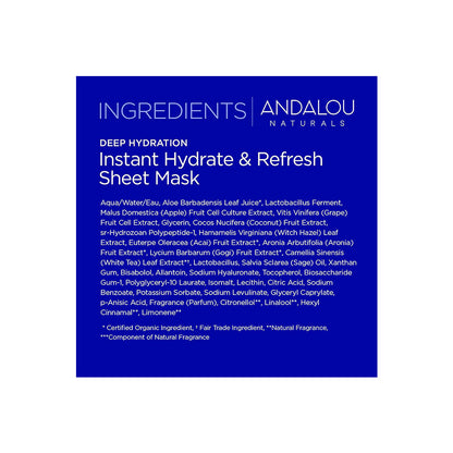 Andalou Naturals Instant Hydrate & Refresh Hydro Serum Facial Mask 18ml