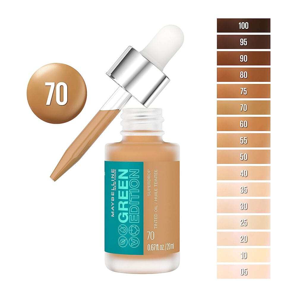 Maybelline Green Edition Superdrop Tinted Foundation Oil Shade 70 20ml