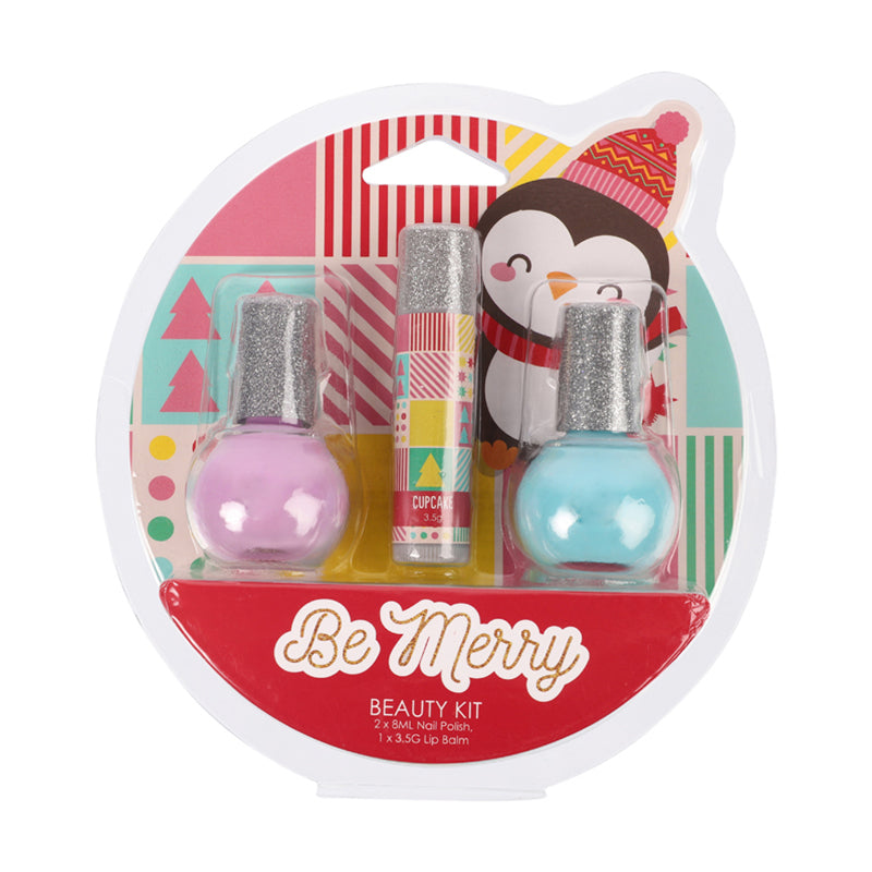 Festive Beauty Kit Be Merry Lip Balm 3.5g & Nails Polish 2x8ml