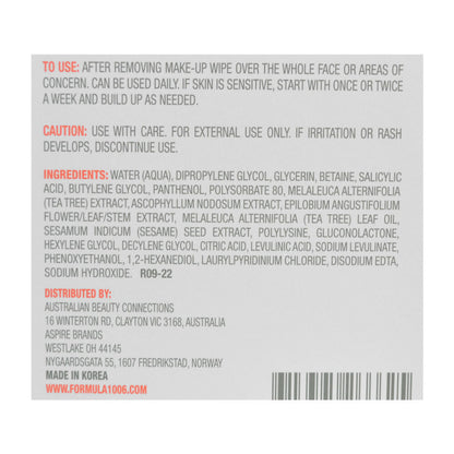 Formula 10.0.6 Into The Clear Exfoliating Breakout Treatment Pads 2x10pads