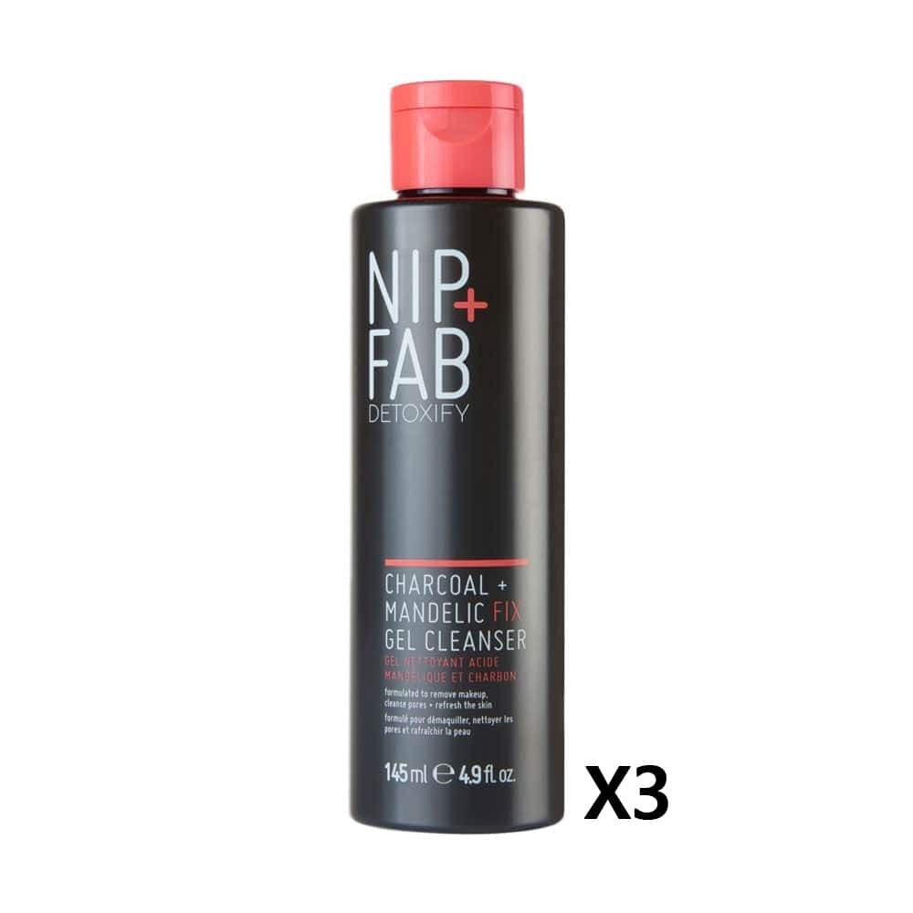 3x Nip + Fab Detoxify Charcoal & Mandelic Fix Gel Cleanser 145ml