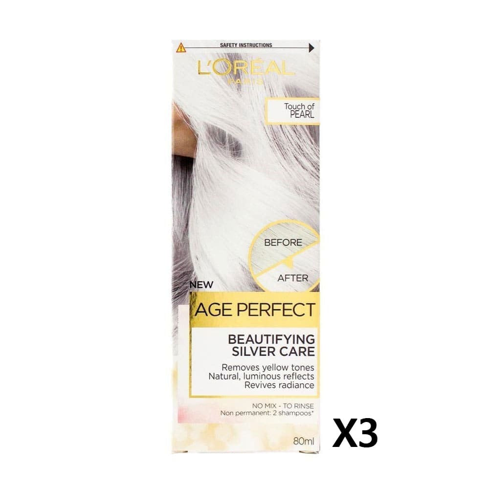 3x L'Oreal Age Perfect Beautifying Silver Care Touch Of Pearl 80ml