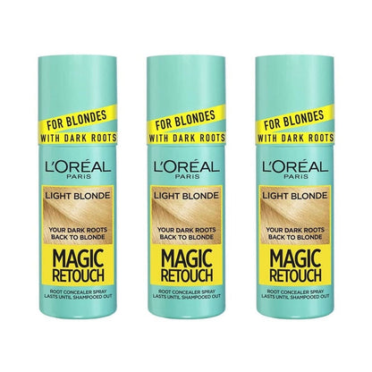3x L'Oreal Magic Retouch Temporary Root Concealer Spray Light Blonde 75ml