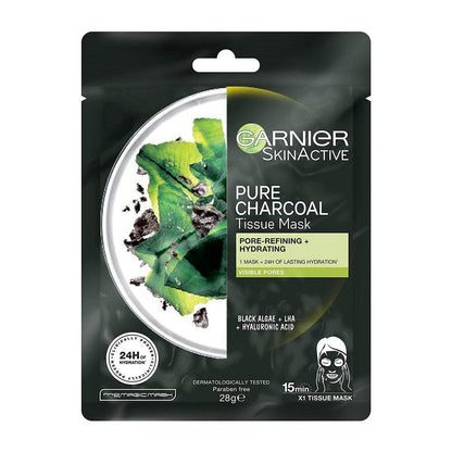Garnier Pure Charcoal Hyaluronic Acid + Black Algae Sheet Mask 28g