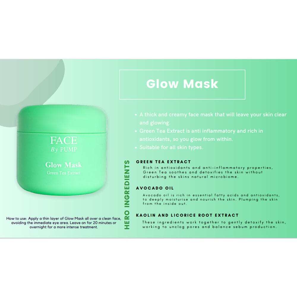 3x Face By Pump Glow Mask Green Tea Extract 200ml