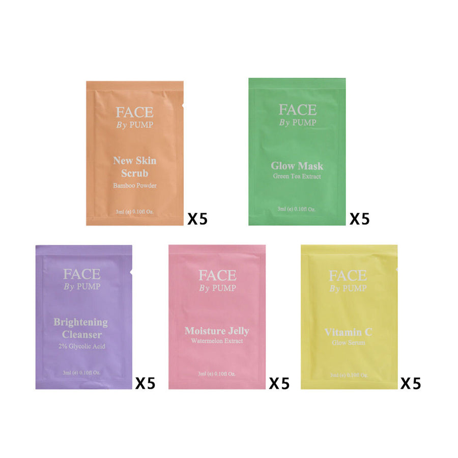 PUMP Skincare 5x Sample Pack - 25 items 3ml each