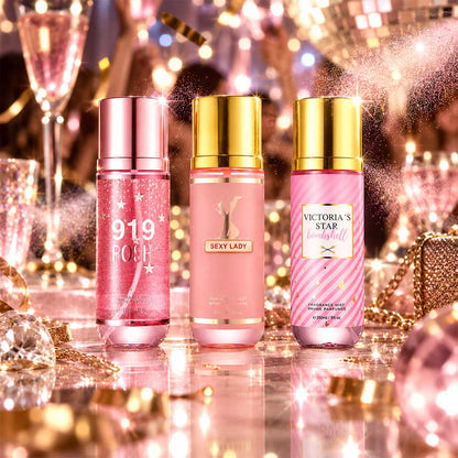Three 236ml body mists in the Holiday Body Mist Gift Set
