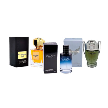 Luca Perfume Salvang, Oud and Invincible Aqua eau de parfum travel gift pack for him