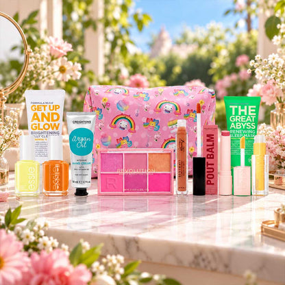 Makeup, nail and skincare products in the Holiday Beauty Surprises Gift Bag