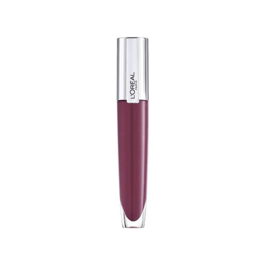 L'Oreal Glow Paradise Plumping Gloss in a purple shade, product packaging is visible.