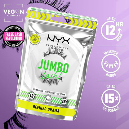 NYX Jumbo Lash Vegan False Lashes Reusable + Case Defined Drama