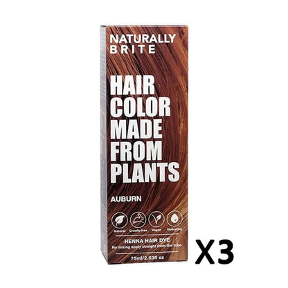 3x Naturally Brite Henna Hair Dye Auburn 75ml