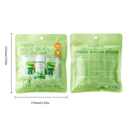 Sadoer Aloe Vera Travel Set Clean Moisture Soothing Cleanser Toner Gel 20g each