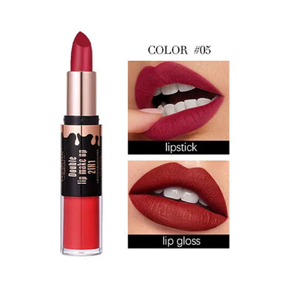 Yabaolian Double Lip Makeup 2-In-1 Lipstick & Lip Gloss Shade 05