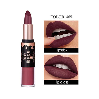Yabaolian Double Lip Makeup 2-In-1 Lipstick & Lip Gloss Shade 09