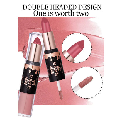 Yabaolian Double Lip Makeup 2-In-1 Lipstick & Lip Gloss Shade 11